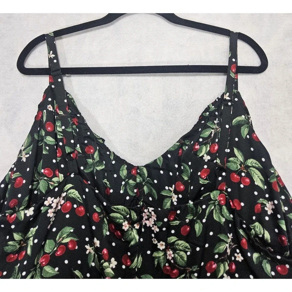 Retro Chic Torrid Dress 30 6X NEW Cherry Swing Chiffon Baby Doll Full Spring Red - Picture 9 of 12